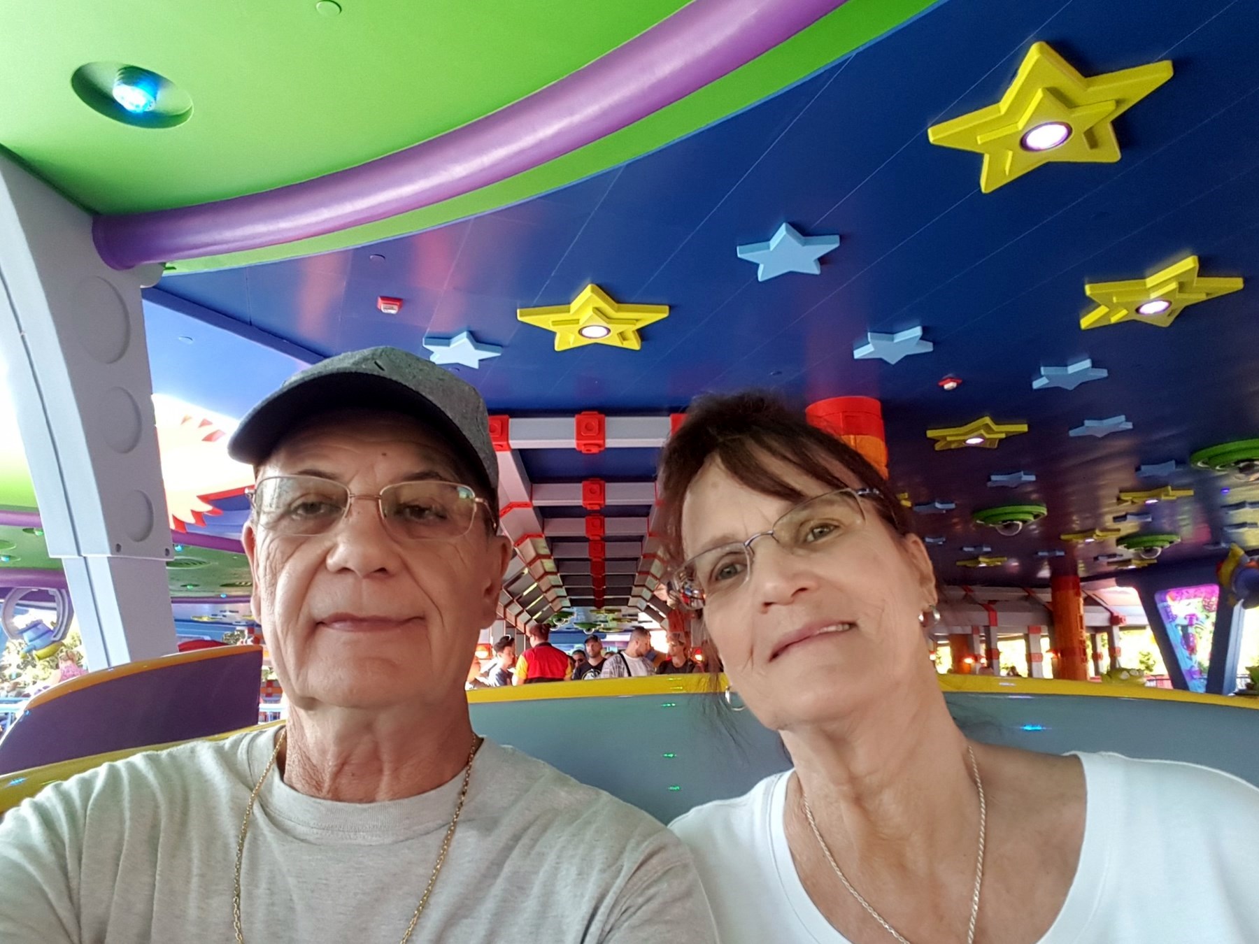 Ann Filipone and a loved one together on a Disney ride